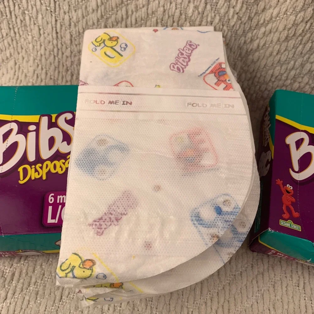 Bibsters Disposable Bibs Unisex 6m+ Multi Sesame Street 40ct Large Leak-Proof